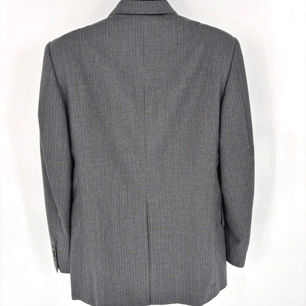 Vintage Christian Dior Monsieur Mens Grey Pinstripe Two Button Blazer Sport Coat